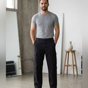 Men's H&M Black Cargo Pants - Utility Style size 34